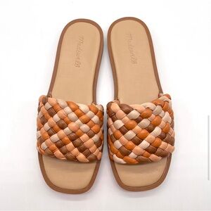 Madewell The Suzi slide sandals Women’s 8.5 brown tan fluffy woven flat sandals